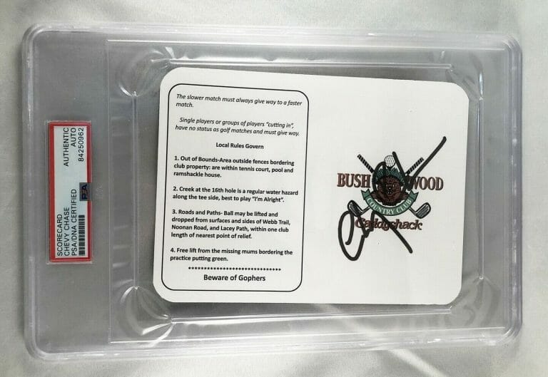 CHEVY CHASE SIGNED MASTERS SCORECARD 11 CADDYSHACK PSA/DNA COA COLLECTIBLE MEMORABILIA