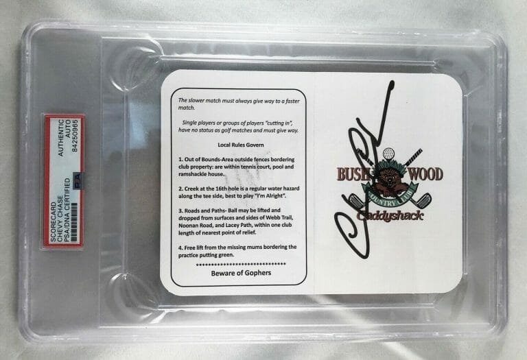 CHEVY CHASE SIGNED MASTERS SCORECARD 9 CADDYSHACK PSA/DNA COA COLLECTIBLE MEMORABILIA
