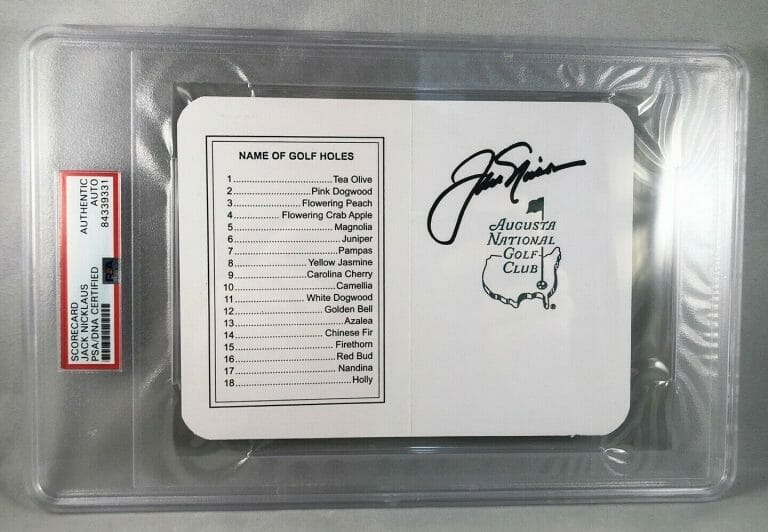 JACK NICKLAUS SIGNED MASTERS SCORECARD PSA/DNA 12 COA COLLECTIBLE MEMORABILIA