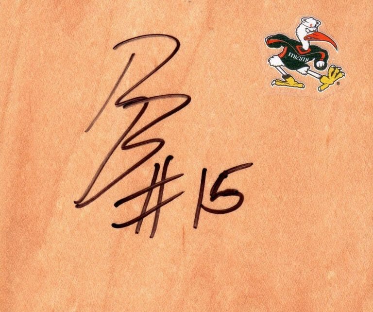MIAMI HURRICANES RION BROWN AUTOGRAPHED FLOORBOARD COA COLLECTIBLE MEMORABILIA