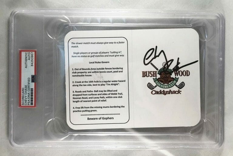 CHEVY CHASE SIGNED MASTERS SCORECARD 5 CADDYSHACK PSA/DNA COA COLLECTIBLE MEMORABILIA