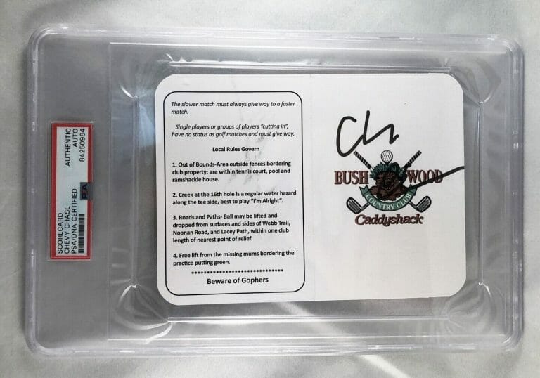 CHEVY CHASE SIGNED MASTERS SCORECARD 13 CADDYSHACK PSA/DNA COA COLLECTIBLE MEMORABILIA