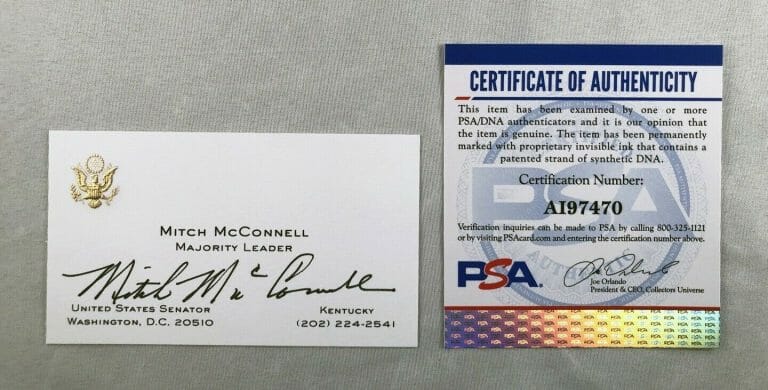 US SENATOR REPUBLICAN MAJORITY LEADER MITCH MCCONNELL SIGNED SENATE BUSINESS … COLLECTIBLE MEMORABILIA