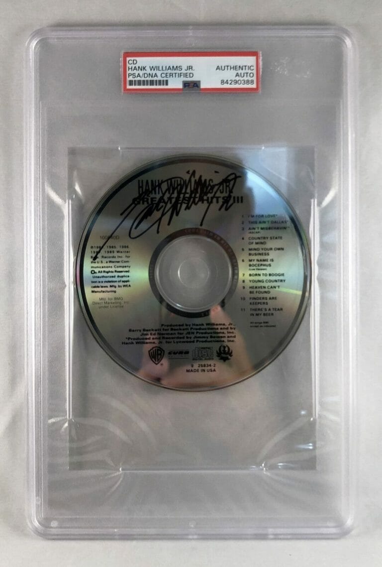 COUNTRY SINGER HANK WILLIAMS JR SIGNED CD PSA/DNA 1 COA COLLECTIBLE MEMORABILIA