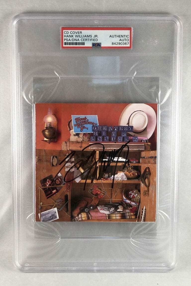 COUNTRY SINGER HANK WILLIAMS JR SIGNED CD COVER PSA/DNA 2 COA COLLECTIBLE MEMORABILIA