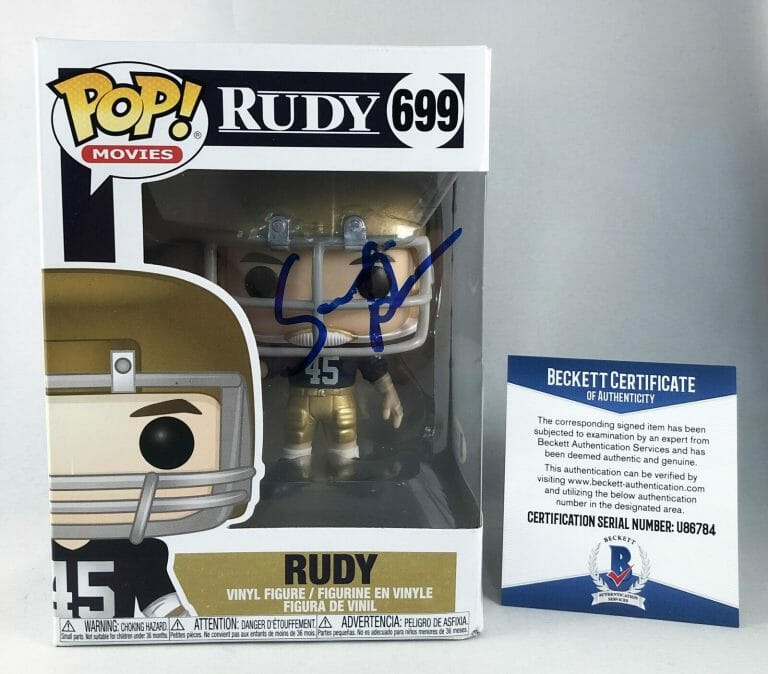SEAN ASTIN SIGNED FUNKO POP FIGURINE RUDY #699 BECKETT BAS COA COLLECTIBLE MEMORABILIA