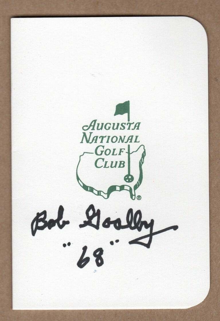 BOB GOALBY SIGNED MASTERS SCORECARD 8 COA COLLECTIBLE MEMORABILIA