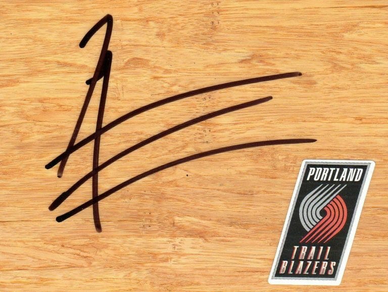 Portland Trail Blazers Robin Lopez Signed FloorBoard COA Autographia