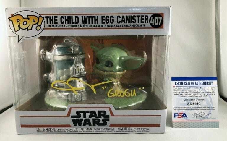 JOHN ROSENGRANT SIGNED FUNKO POP OVERSIZED MANDALORIAN CHILD WITH EGG CANISTE… COLLECTIBLE MEMORABILIA