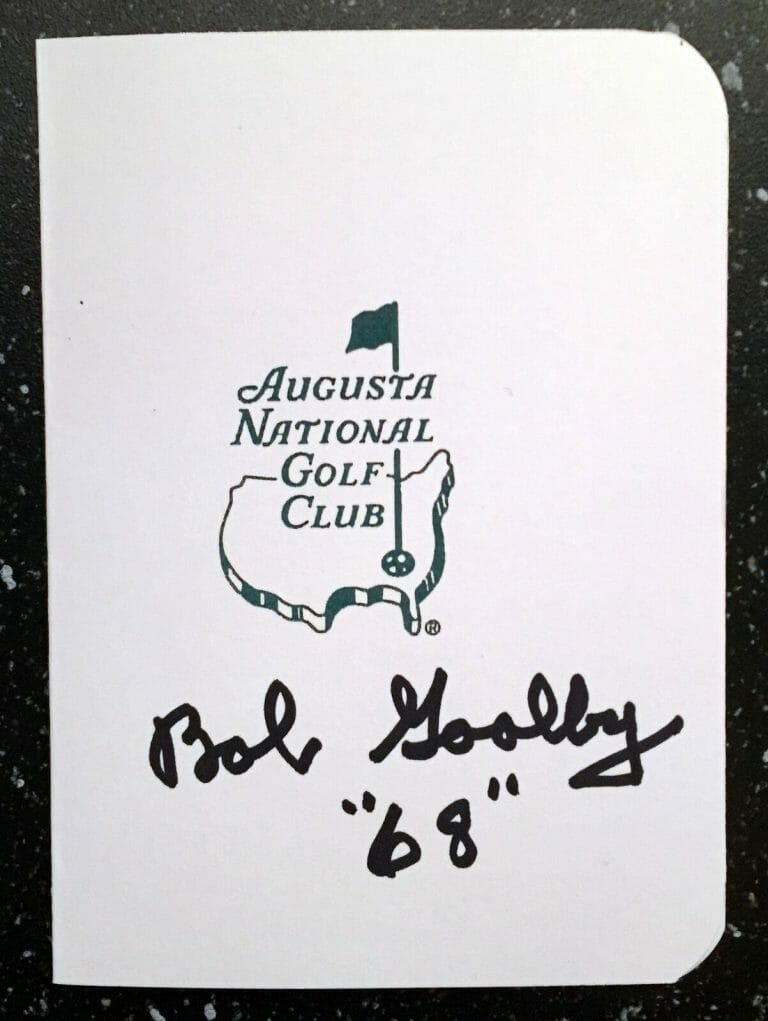 BOB GOALBY SIGNED AND DATED MASTERS SCORECARD 5 COA COLLECTIBLE MEMORABILIA
