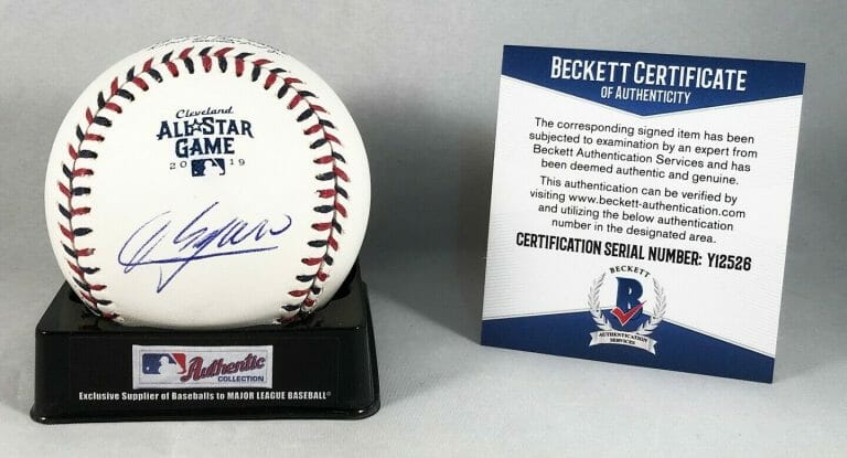 CHICAGO CUBS AROLDIS CHAPMAN SIGNED MLB 2019 ALL STAR BASEBALL BECKETT BAS COA COLLECTIBLE MEMORABILIA