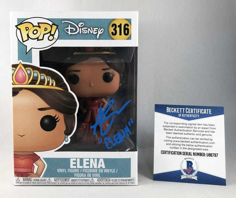 AIMEE CARRERO SIGNED FUNKO POP DISNEY PRINCESS ELENA OF AVALOR #316 BECKETT B… COLLECTIBLE MEMORABILIA