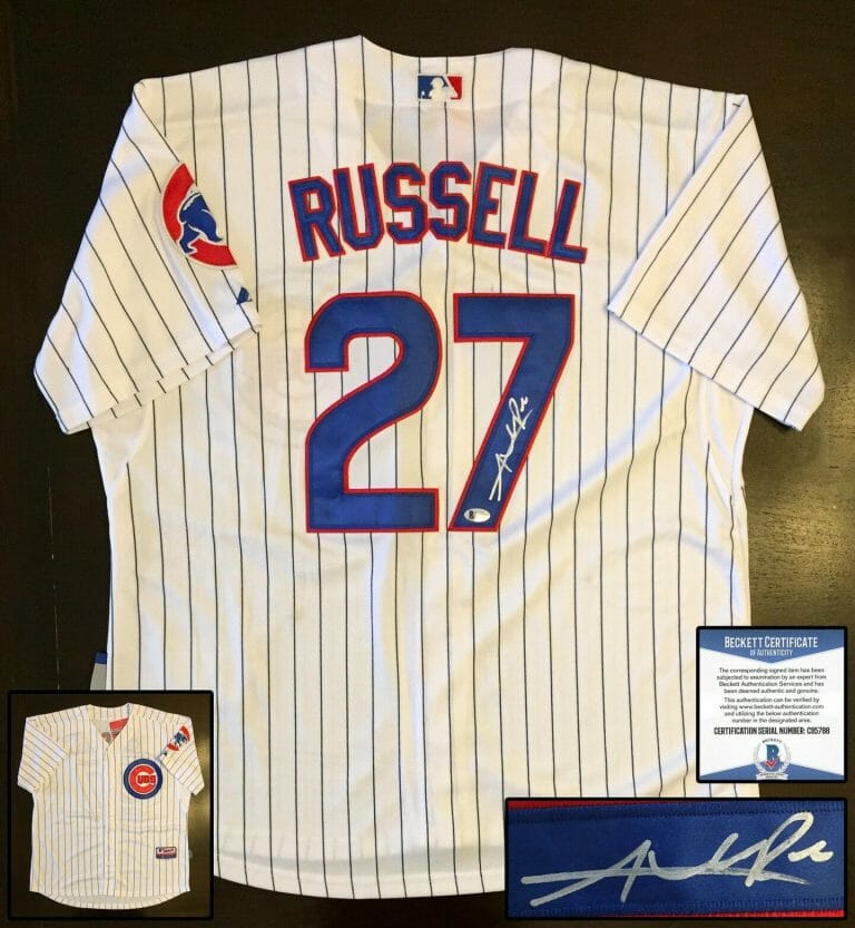 CHICAGO CUBS ADDISON RUSSELL SIGNED JERSEY BECKETT BAS COA COLLECTIBLE MEMORABILIA