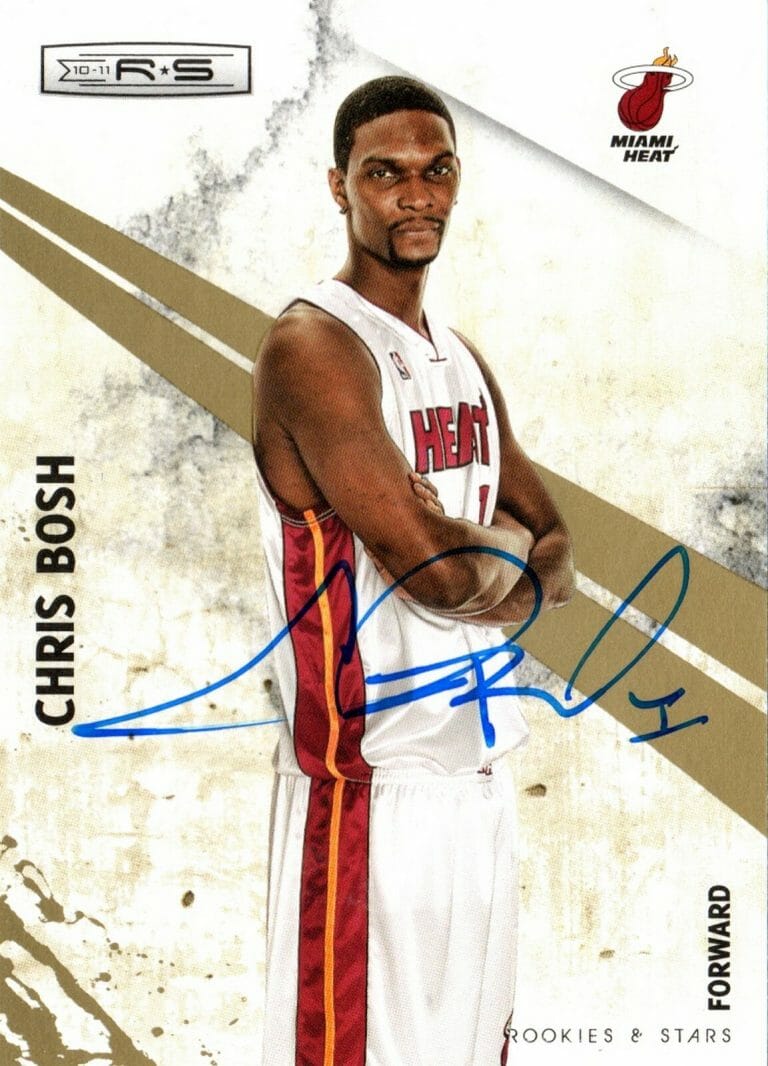 MIAMI HEAT CHRIS BOSH SIGNED TRADING CARD 2010 PANINI #387 OF 499 COA COLLECTIBLE MEMORABILIA
