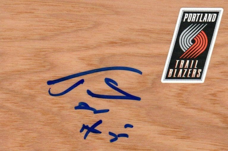 PORTLAND TRAIL BLAZERS TRAVIS OUTLAW SIGNED FLOORBOARD COA COLLECTIBLE MEMORABILIA