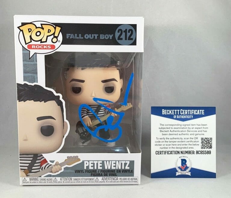 PETE WENTZ SIGNED FUNKO POP FALL OUT BOY 1 BECKETT BAS COA COLLECTIBLE MEMORABILIA