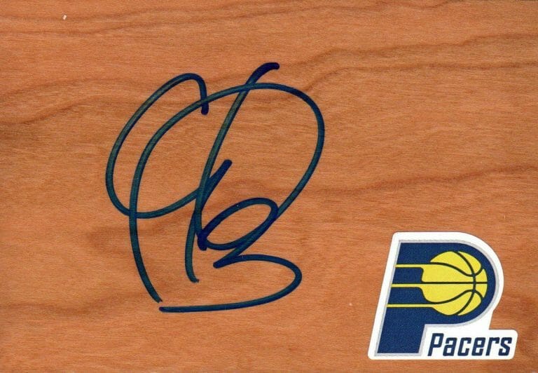 INDIANA PACERS GEORGE HILL SIGNED FLOORBOARD COA COLLECTIBLE MEMORABILIA