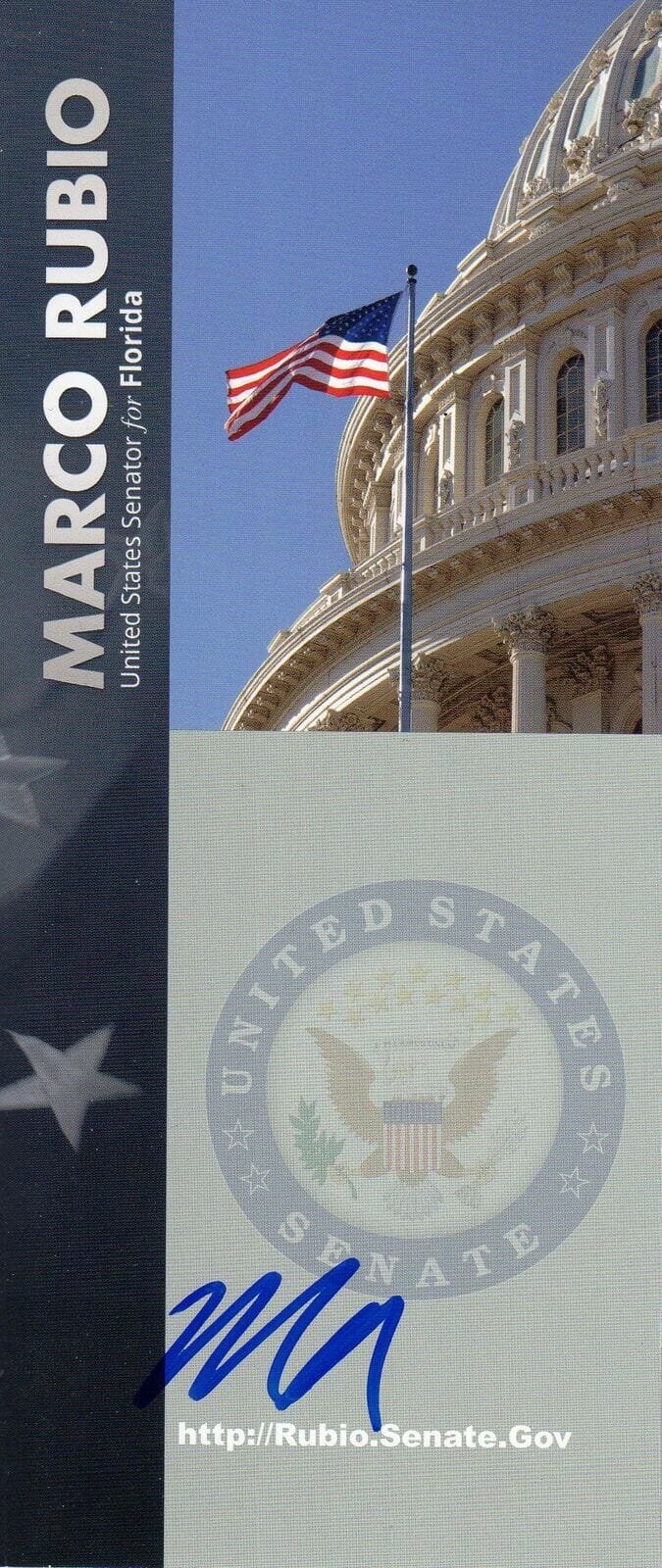 U.S. SENATOR MARCO RUBIO SIGNED PAMPHLET COA COLLECTIBLE MEMORABILIA