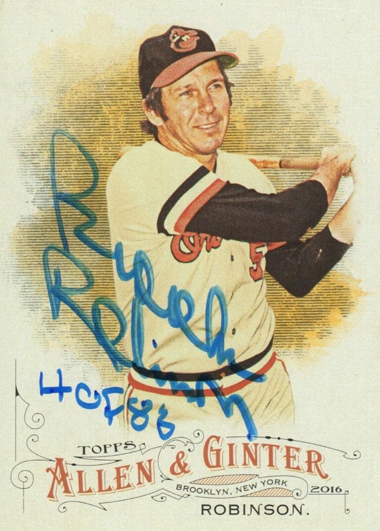 BALTIMORE ORIOLES BROOKS ROBINSON SIGNED TRADING CARD 2016 TOPPS ALLEN GINTER #1 COLLECTIBLE MEMORABILIA