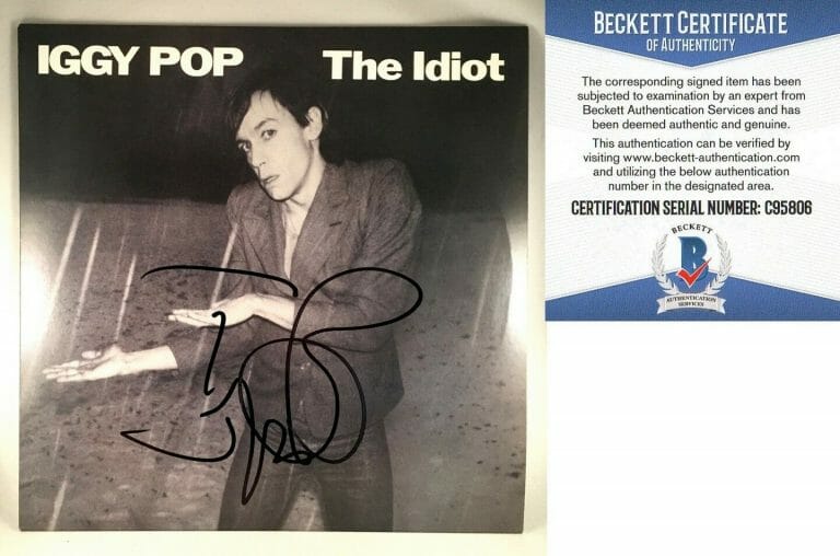 IGGY POP SIGNED VINYL LP ALBUM THE IDIOT BECKETT BAS COA COLLECTIBLE MEMORABILIA
