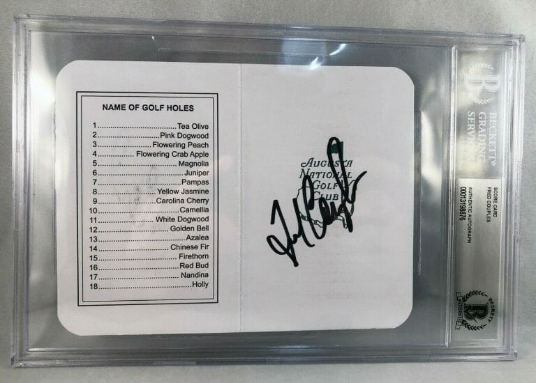 MASTERS CHAMPION FRED COUPLES SIGNED MASTERS SCORECARD BECKETT BAS 1 COA COLLECTIBLE MEMORABILIA