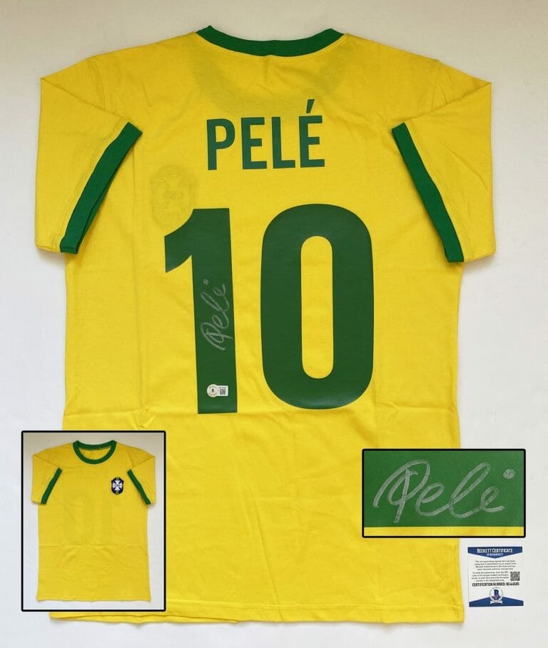 PELE SIGNED JERSEY BRASIL BECKETT BAS 2 COA COLLECTIBLE MEMORABILIA