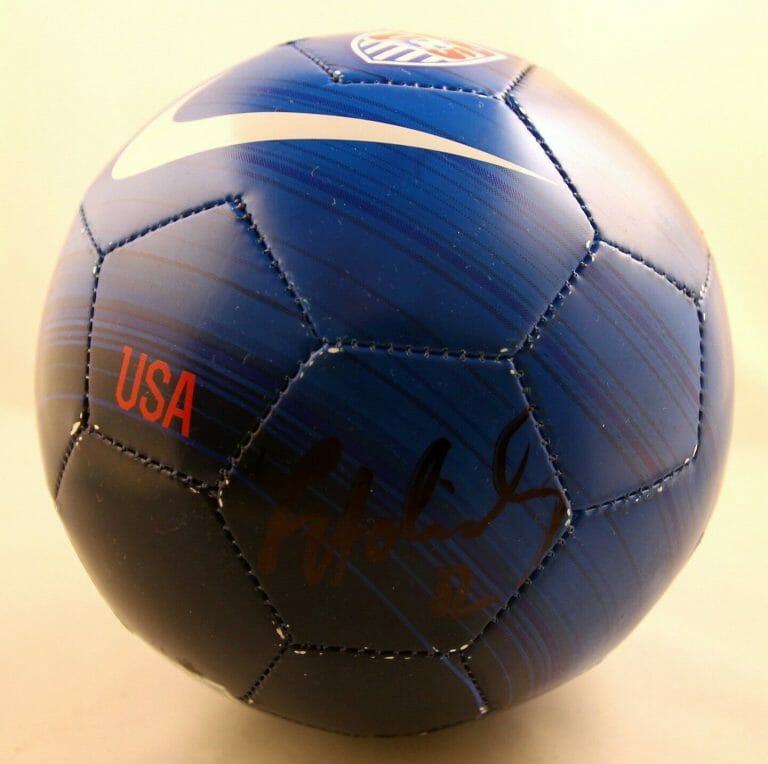 LAUREN HOLIDAY SIGNED MINI SOCCER BALL TEAM USA WORLD CUP CHAMPS COA COLLECTIBLE MEMORABILIA