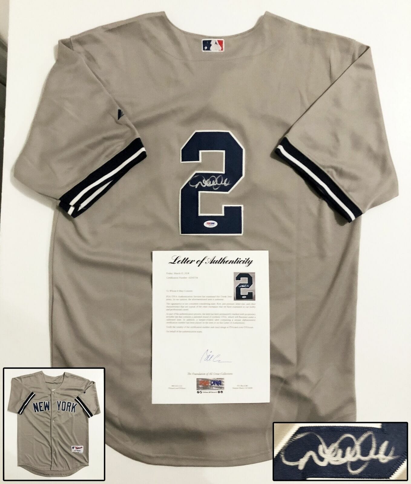 MLB new york yankees Derek Jeter Original Hand signed autographed jersey  + COA