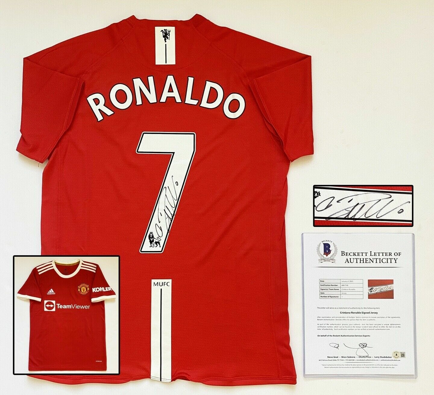 Cristiano Ronaldo Signed Jersey Manchester United Beckett BAS 1 COA Autographia