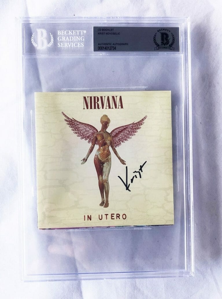 KRIST NOVOSELIC SIGNED CD COVER BECKETT BAS NIRVANA 5 COA COLLECTIBLE MEMORABILIA