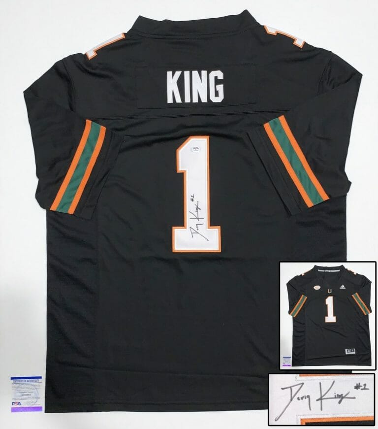 DERIQ KING SIGNED JERSEY UM MIAMI HURRICANES PSA/DNA 1 COA COLLECTIBLE MEMORABILIA