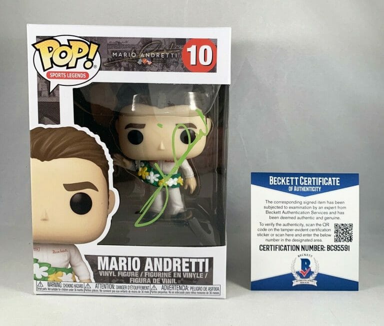 MARIO ANDRETTI SIGNED FUNKO POP BECKETT BAS 4 COA COLLECTIBLE MEMORABILIA
