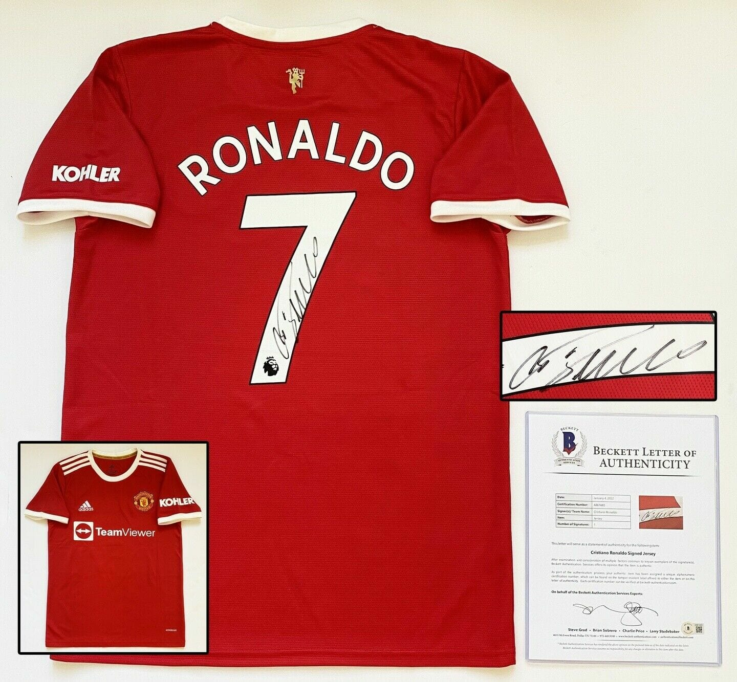 Cristiano Ronaldo Signed Jersey Manchester United Beckett BAS 2 COA Autographia