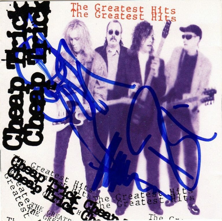 CHEAP TRICK BAND SIGNED CD COVER RICK NIELSEN ROBIN ZANDER TOM PETERSSON COA COLLECTIBLE MEMORABILIA