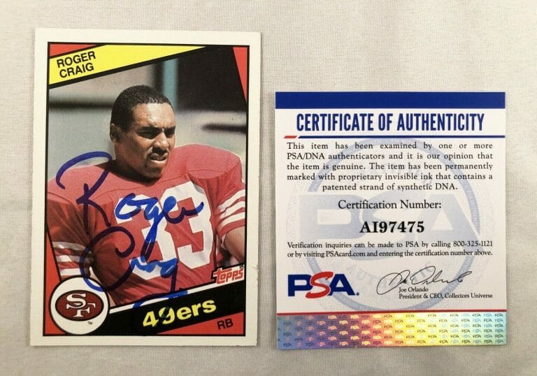 SAN FRANCISCO 49ERS ROGER CRAIG SIGNED ROOKIE CARD 1984 TOPPS #353 PSA/DNA COA COLLECTIBLE MEMORABILIA