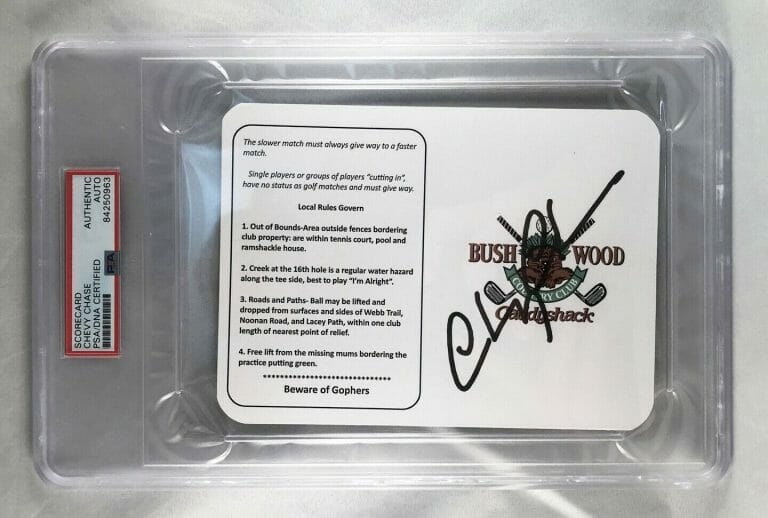 CHEVY CHASE SIGNED MASTERS SCORECARD 8 CADDYSHACK PSA/DNA COA COLLECTIBLE MEMORABILIA