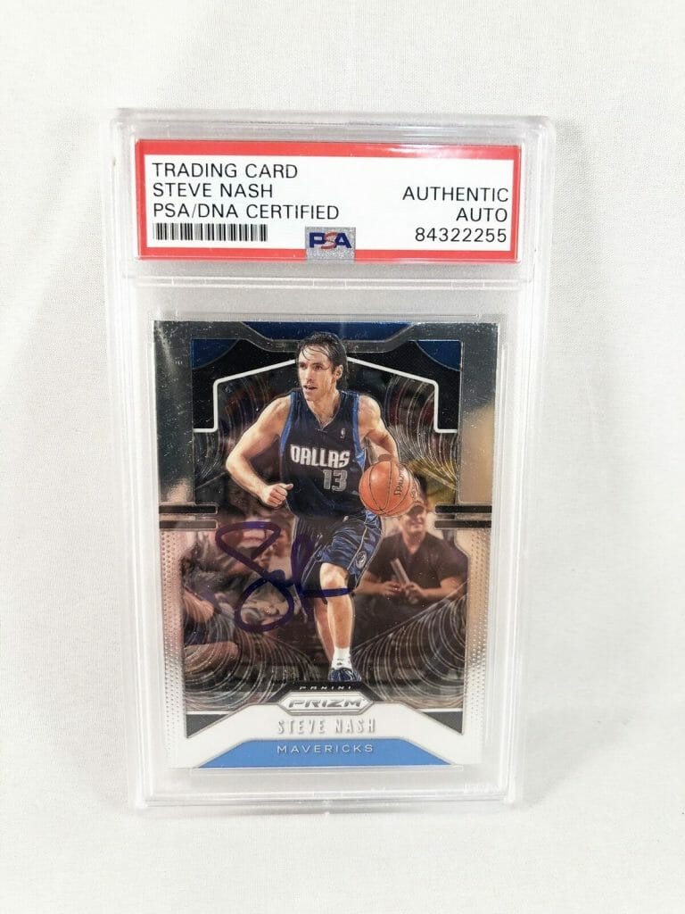 PHOENIX SUNS STEVE NASH SIGNED TRADING CARD PSA/DNA 2019 PANINI PRIZM #28 COA COLLECTIBLE MEMORABILIA