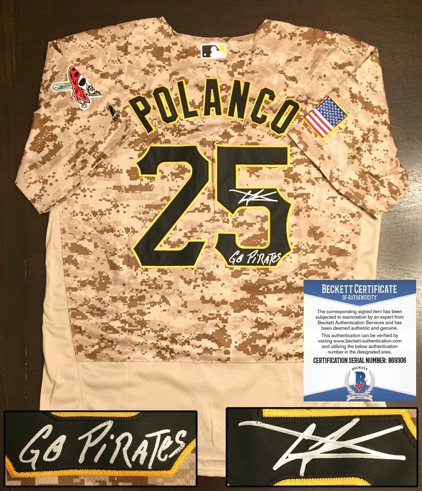 Gregory Polanco Signed Pittsburgh Pirates Yellow Jersey (TSE COA) El Coffee