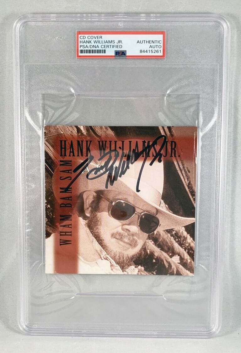 COUNTRY SINGER HANK WILLIAMS JR SIGNED CD COVER PSA/DNA 6 COA COLLECTIBLE MEMORABILIA