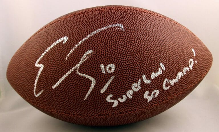 DENVER BRONCOS EMMANUEL SANDERS SIGNED FULL SIZE NFL COMPOSITE FOOTBALL SB 50 CH COLLECTIBLE MEMORABILIA