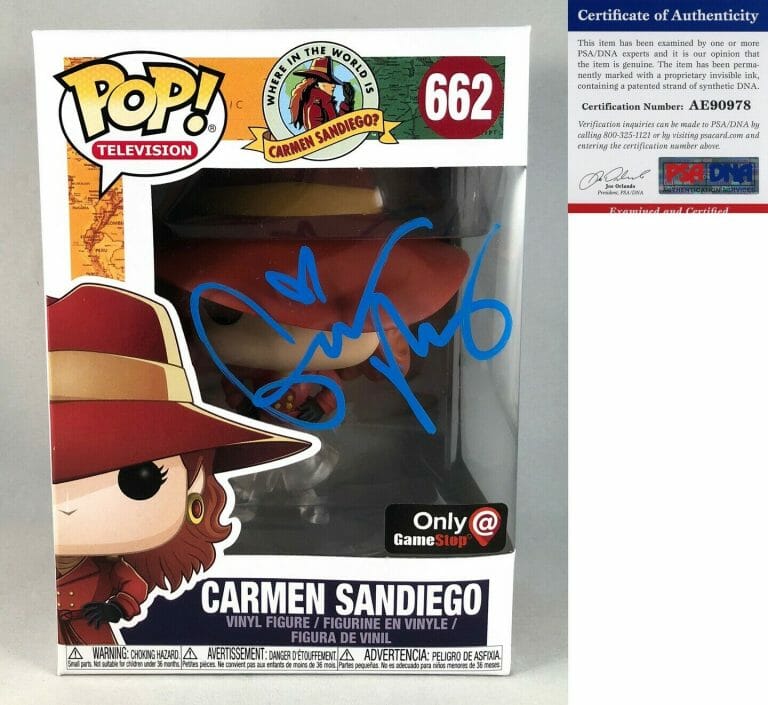 GINA RODRIGUEZ SIGNED FUNKO POP FIGURINE CARMEN SANDIEGO 662 PSA/DNA COA COLLECTIBLE MEMORABILIA