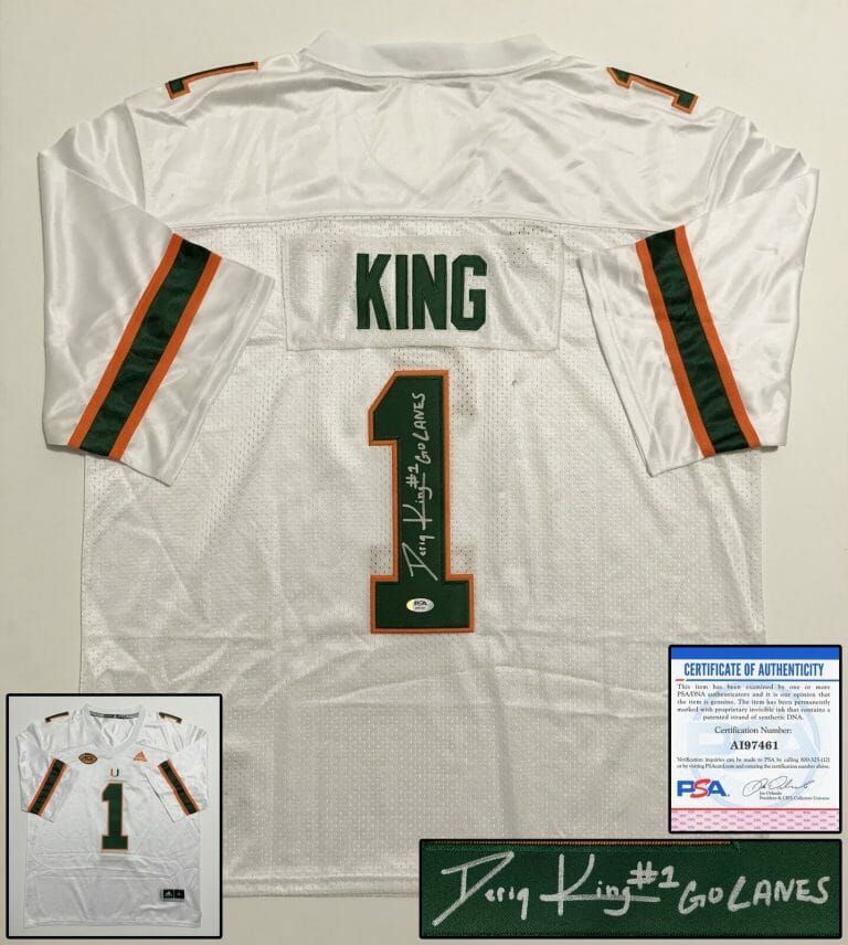 DERIQ KING SIGNED JERSEY UM MIAMI HURRICANES PSA/DNA COA COLLECTIBLE MEMORABILIA