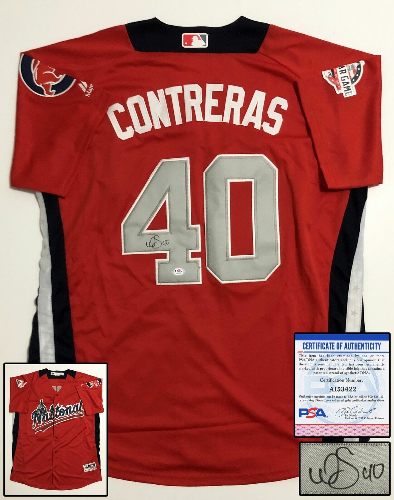 Willson Contreras Chicago Cubs Autographed 2022 All Star Jersey JSA  Certified