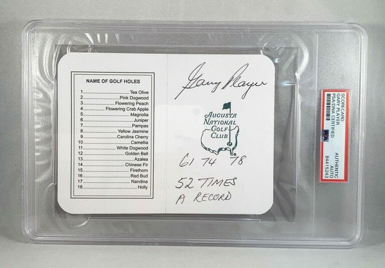 MASTERS CHAMPION GARY PLAYER SIGNED MASTERS SCORECARD PSA/DNA COA COLLECTIBLE MEMORABILIA