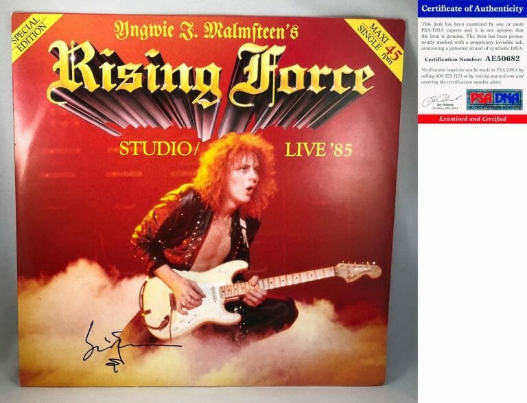 YNGWIE MALMSTEEN SIGNED VINYL LP ALBUM RISING FORCE LIVE PSA/DNA COA COLLECTIBLE MEMORABILIA