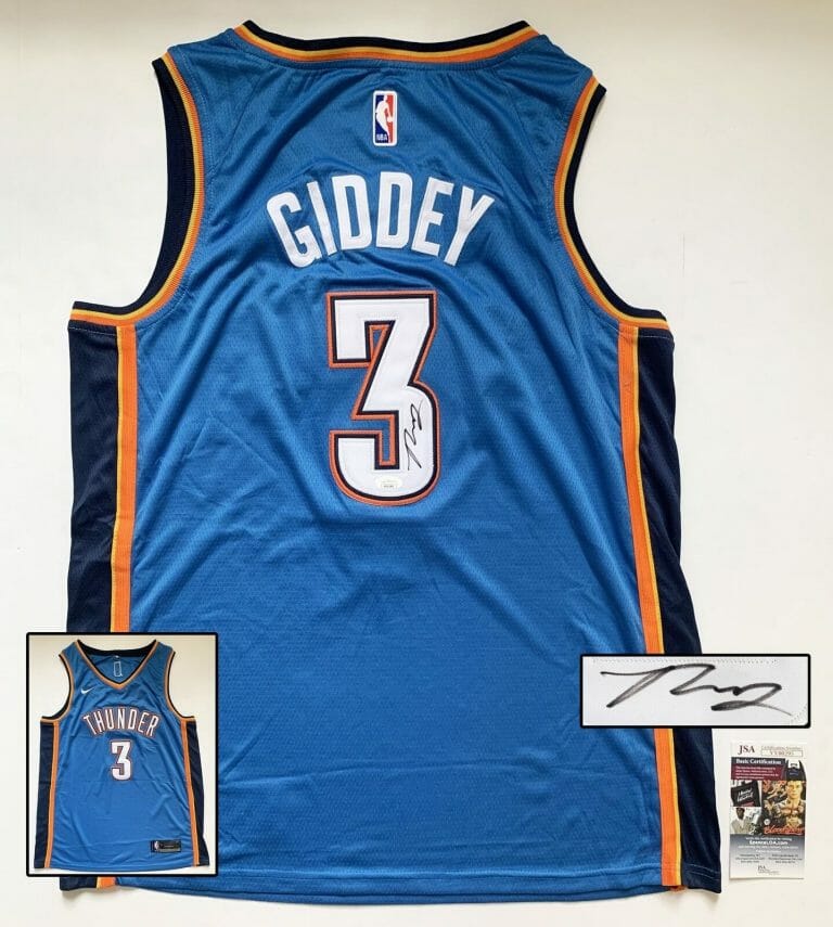 OKLAHOMA CITY THUNDER JOSH GIDDEY SIGNED JERSEY JSA 2 COA COLLECTIBLE MEMORABILIA