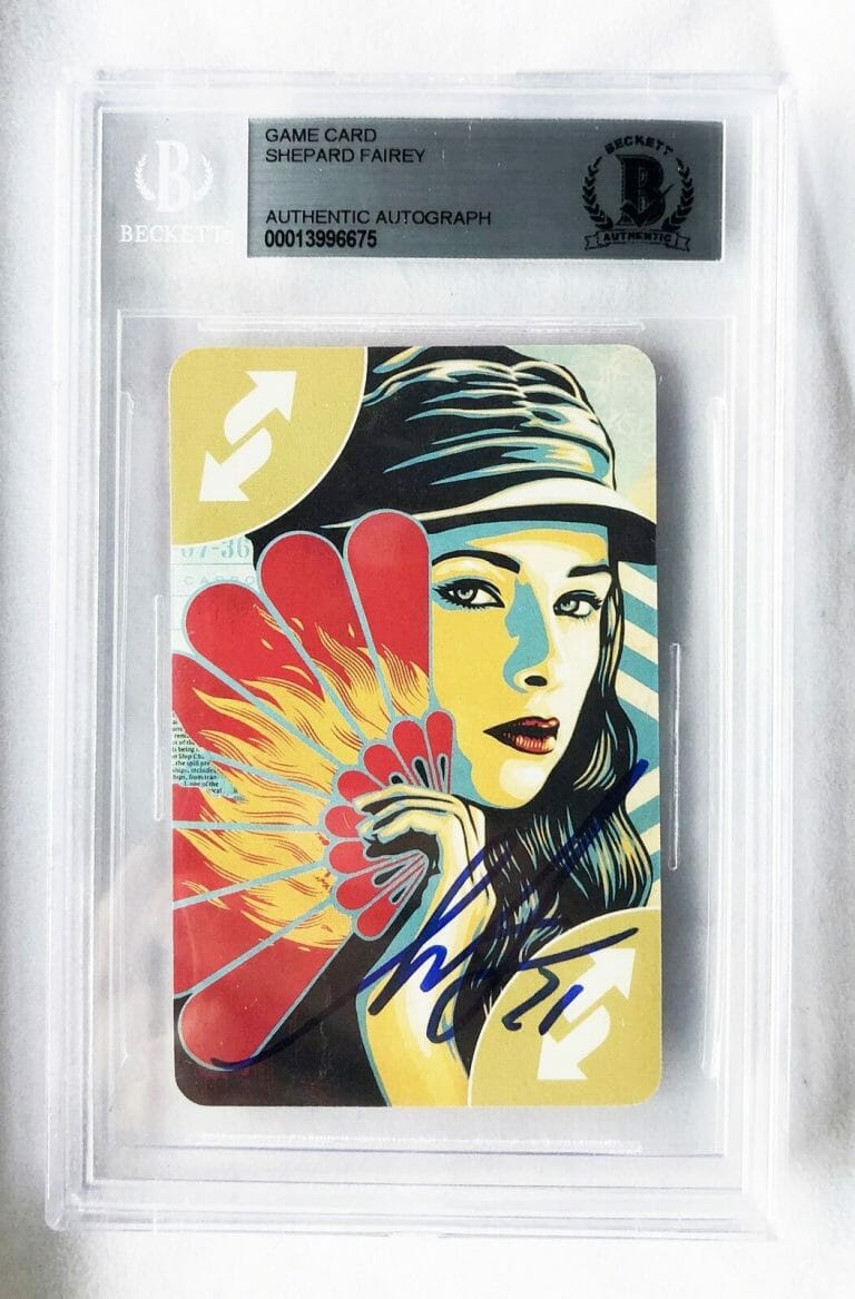 SHEPARD FAIREY SIGNED CARD UNO LIMITED EDITION BECKETT BAS 3 COA COLLECTIBLE MEMORABILIA