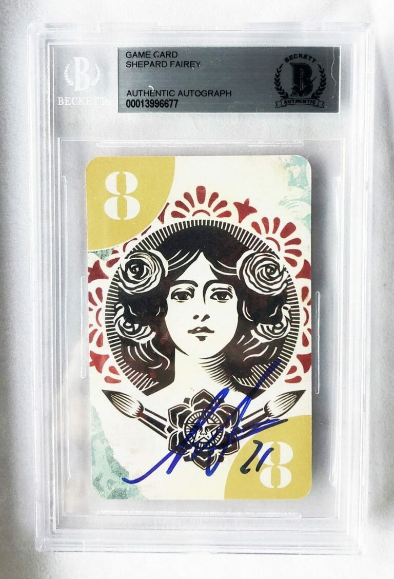 SHEPARD FAIREY SIGNED CARD UNO LIMITED EDITION BECKETT BAS 7 COA COLLECTIBLE MEMORABILIA