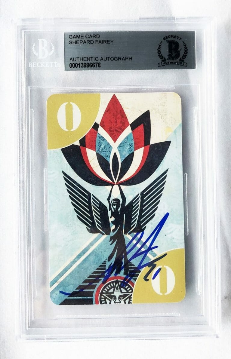 SHEPARD FAIREY SIGNED CARD UNO LIMITED EDITION BECKETT BAS 2 COA COLLECTIBLE MEMORABILIA