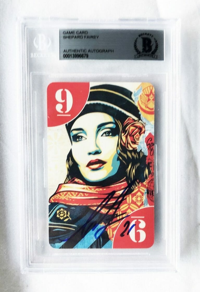 SHEPARD FAIREY SIGNED CARD UNO LIMITED EDITION BECKETT BAS COA COLLECTIBLE MEMORABILIA